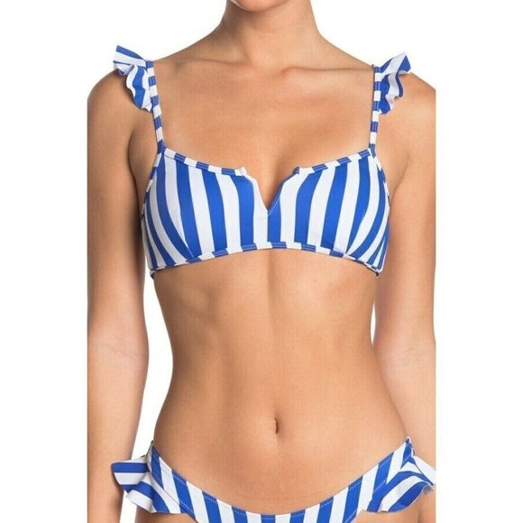 Kendall & Kylie Ruffle Bikini Top Neon Yellow  NWT. Size Small MSRP $120 - Picture 2 of 8